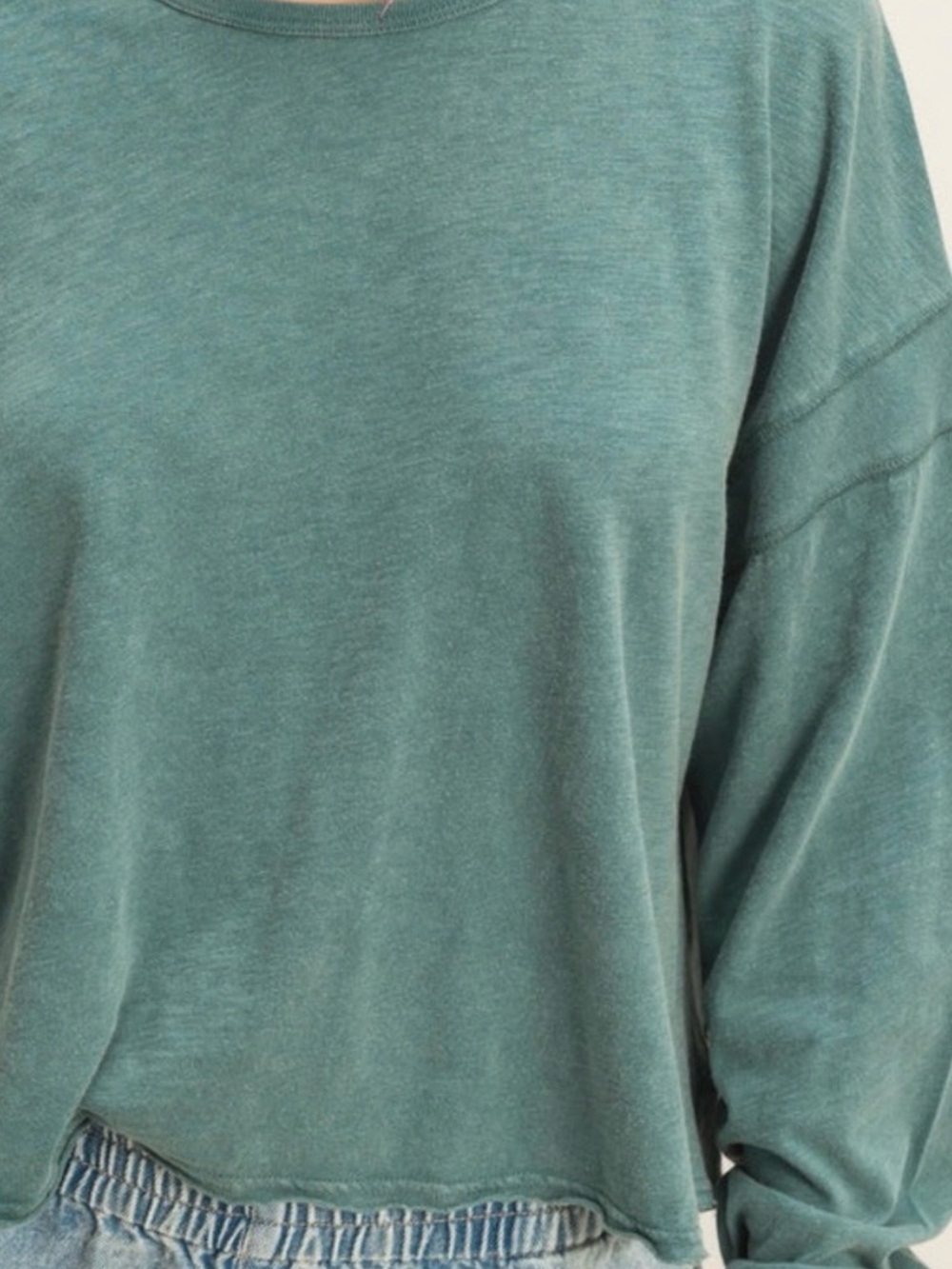 Sundry Open-Back Slub Cotton Long Sleeve Top  in Chocolate Brown NWT - Picture 4 of 16